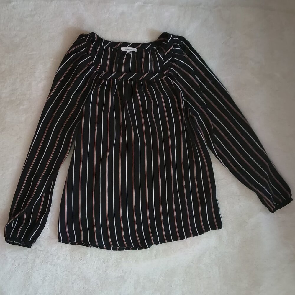 Maurices Womens ❤ Striped Blouse Top Lightweight Sheer Long Sleeve Cute Shirt ❤